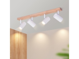 Nettlife Candeeiro De Teto Com Focos 4 Chamas Madeira, Candeeiro De Teto Branco Para Corredor Quarto, 25 W, Gu10, Para Uso Diário, Em Casa