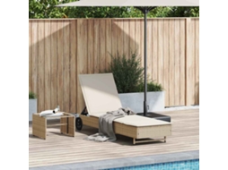 Conjunto de 2 Chaise Lounge HARLANV1 com Toldo e Almofadões em Vime Pe Bege