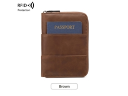 Porta-passaporte E Carteira De Viagem Com Bloqueio Rfid, Marrom