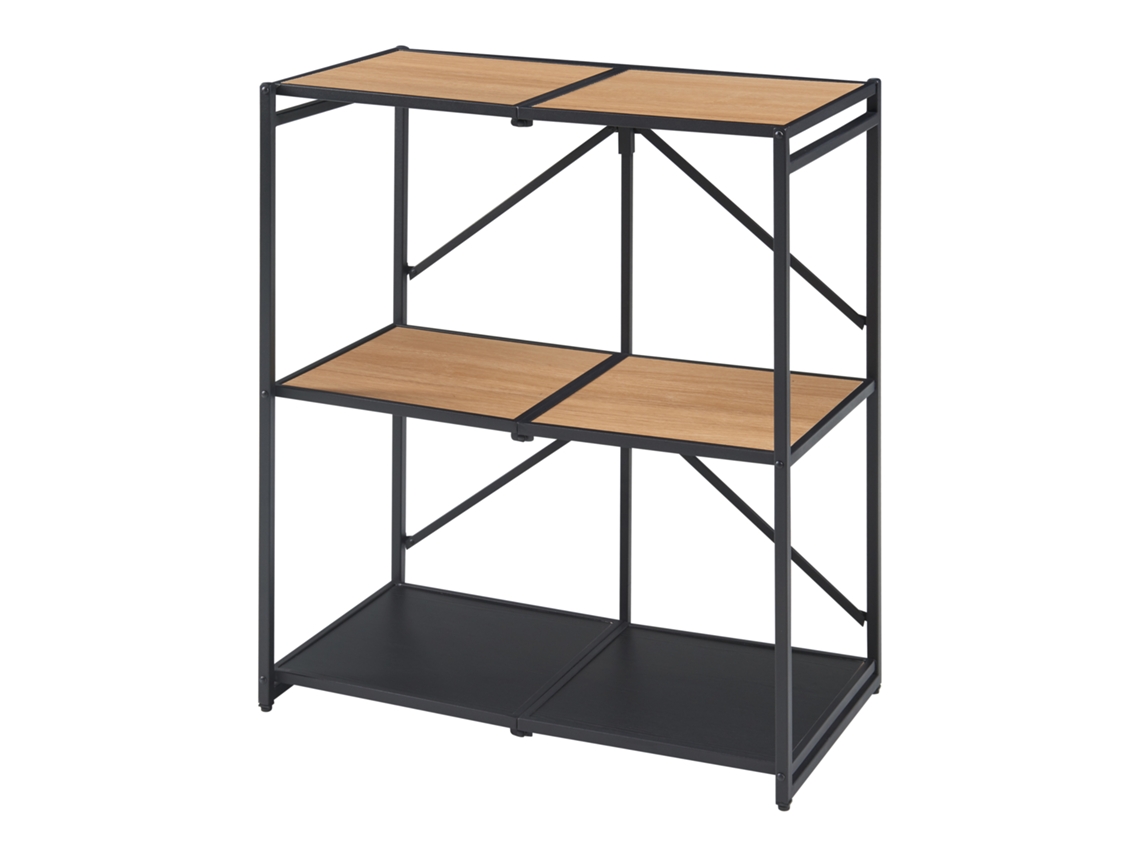 Estante Dobrável Telemark 3 Níveis Metal Mdf 81X68X38Cm Preto/Carvalho [EN.CASA]