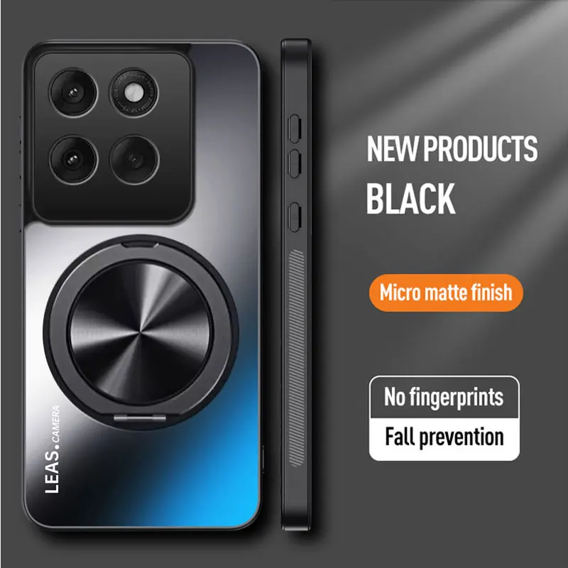 (preto, Motorola Moto G06) Capa Protetora Magnética Fosca Com Suporte E Moldura À Prova De Choque