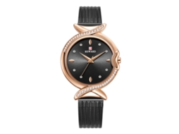 Relógio Feminino de Quartzo com Pulseira de Malha de Aço Strass Resistente À Água 3atm