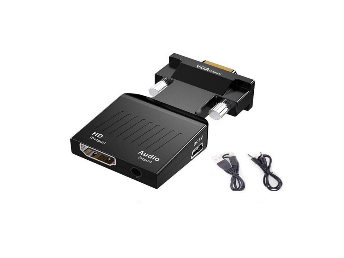 Adaptador Conversor Vga para Hdmi com Cabo de Áudio Aux, Suporta Saída Áudio. AQUAFORGE