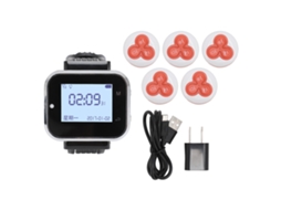 Mali sistema de Chamada Sem Fio para Restaurante com 1 Relógio receptor e 5 Pagers Recarregáveis 100 240v Plug Us