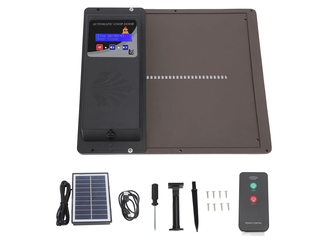 Porta Automática Para Galinheiro, Programável Via Usb, Abridor De Porta Para Galinheiro Movido A Energia Solar Horizontal Com Sensor De Luz, Temporiza
