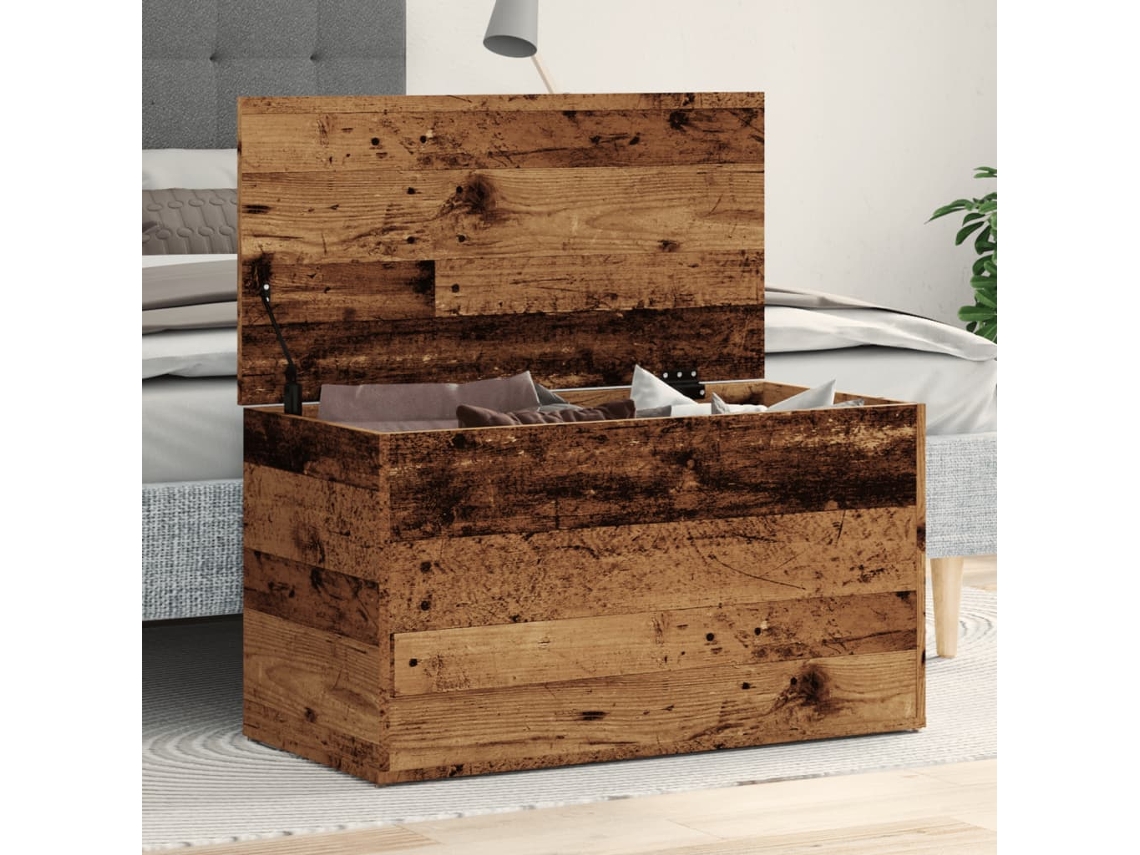 Vidaxl Arca De Arrumação 84x42x46cm Derivados De Madeira Madeira Velha