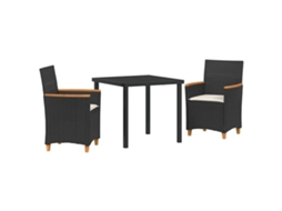 Maison Exclusive - Conjunto De Jantar Para Jardim 3 Pcs Preto Vime Pe