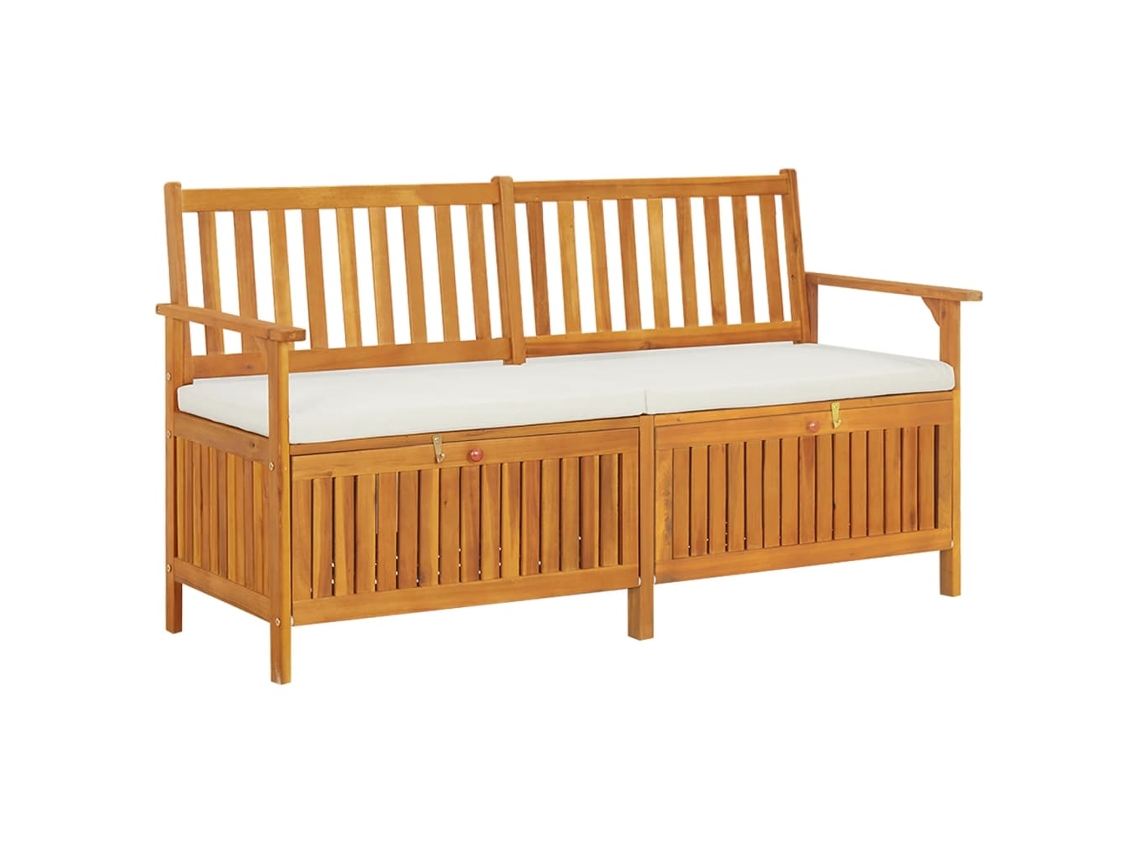 Vidaxl Banco De Arrumação C/ Almofadão 148 Cm Madeira De Acácia Maciça