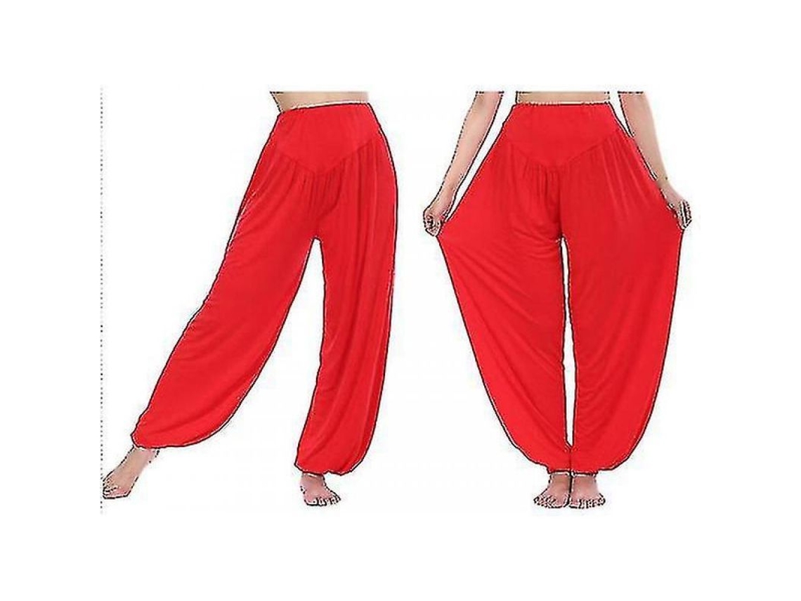 Pantalones Yoga Harem Para Mulher Baggy Aladdin Bloomers Leve Algodão Elástico Xl Rojo