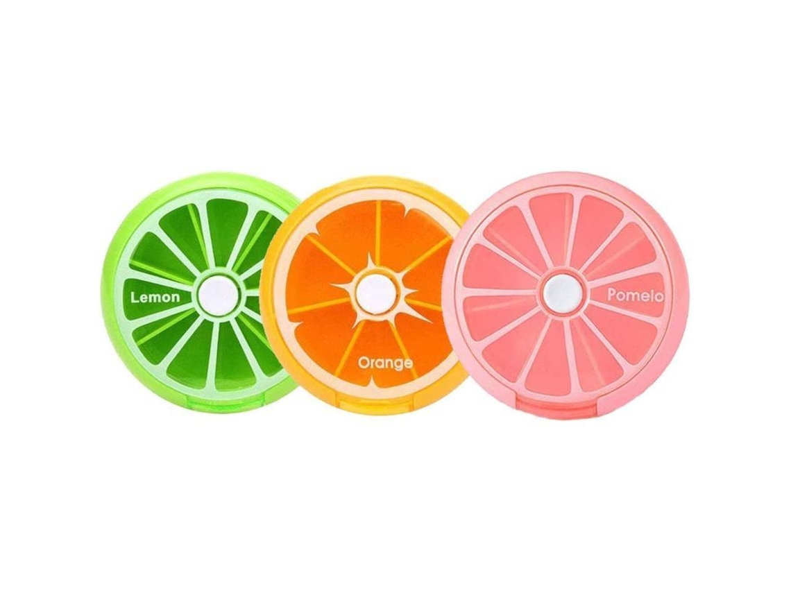 Organizador de Pílulas 3 Vezes por Semana 7 Compartimentos Grande com Tampas Herméticas Cores Vibrantes