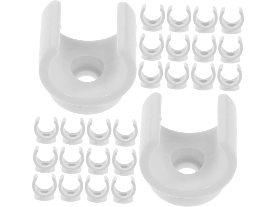Topbathy Stobaza Pacote com 100 Abraçadeiras de Tubo em Pvc Branco Formato U para Tubos Ømm, Suportes Robustos