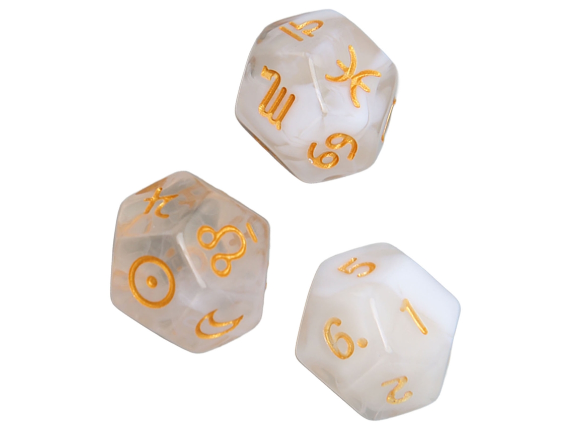 Conjunto De Dados Poliédricos 9pcs Plástico Impermeável Leve Portátil Para Jogos De Mesa Branco
