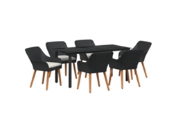 Conjunto 7 Móveis De Jardim Vidaxl Preto Vime Pe (160 X 80 X 74 Cm)