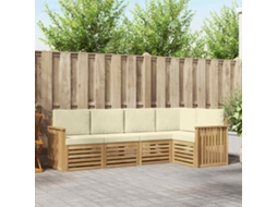 Vidaxl Conjunto De Sofás Para Exterior 5 Unid. Branco E Creme