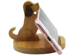 Suporte de Mesa Celular em Formato Cachorrinho Fofo, Feito Madeira AQUAFORGE
