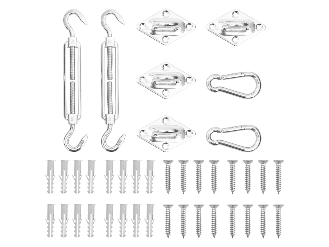 Vidaxl 8 Pcs Conjunto Acessórios P/ Para-sol Vela Aço Inoxidável