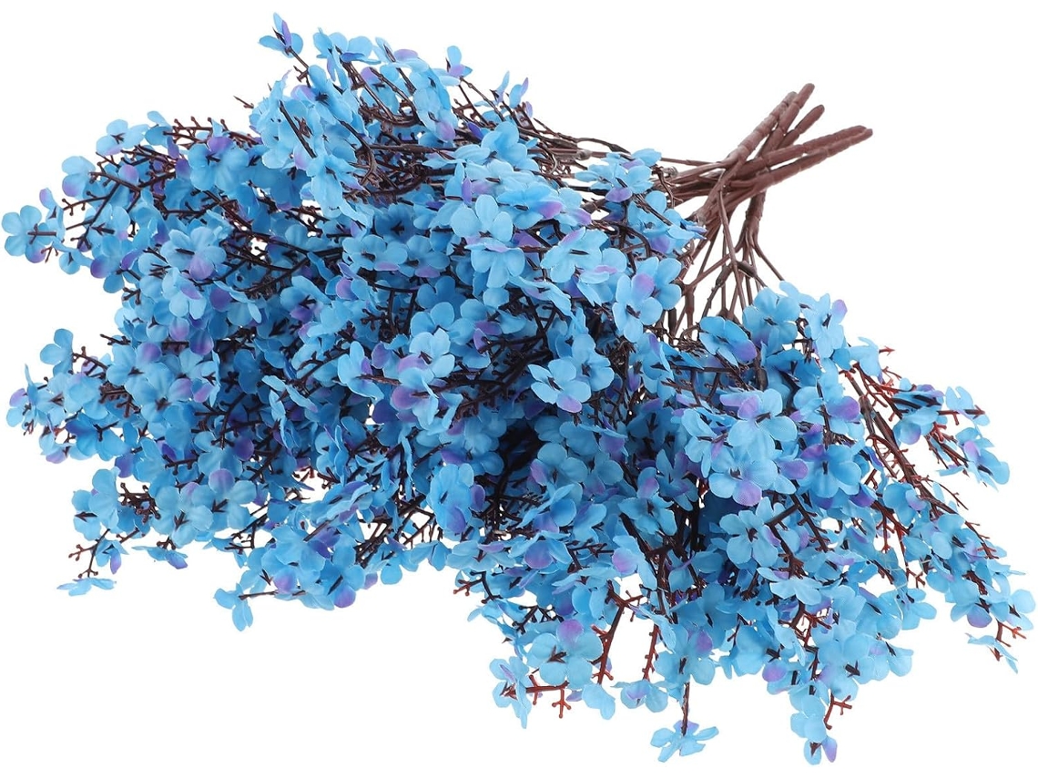 Buquê Artificial De 6 Peças De Gipsófila Azul, Com 6 Hastes De Tecido.