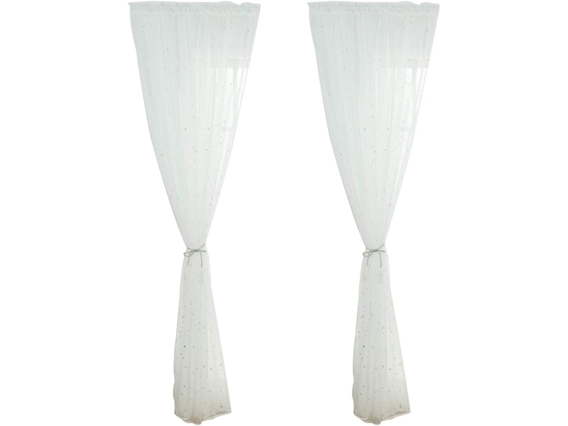 Cortinas De Voile Transparente Com Estampa De Estrelas Prateadas Para Janelas Blackout Decoração D Gokoco