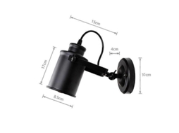 Rebe farola de Pared Vintage de Hierro Interior Ajustable E27 Negro Clase Energética e