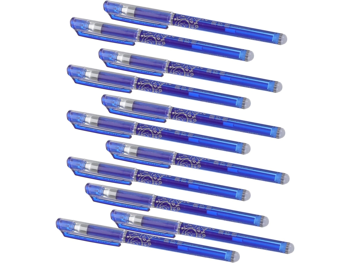 Conjunto De 12 Canetas Azuis Apagáveis 0,5 Mm Com Borracha, Secagem