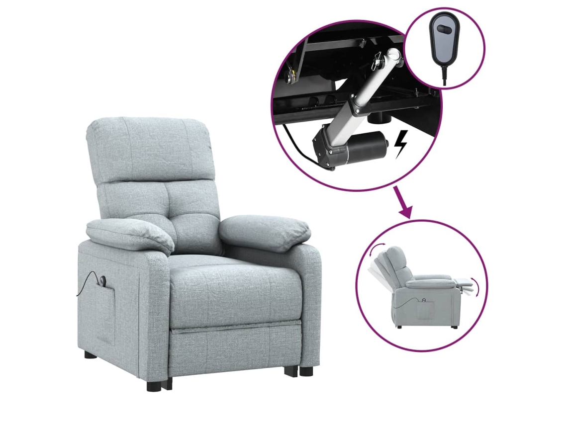 Electric Recliner Chair, Electric Recliner Chairs Vidaxl Cinzeto Tecido