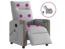 Vidaxl Poltrona Massagens Reclinável Elétrica Tecido Cinzento-nublado