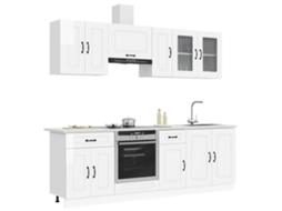 Vidaxl 8 Peças Armário De Cozinha Conjunto Kalmar Branco Brilhante