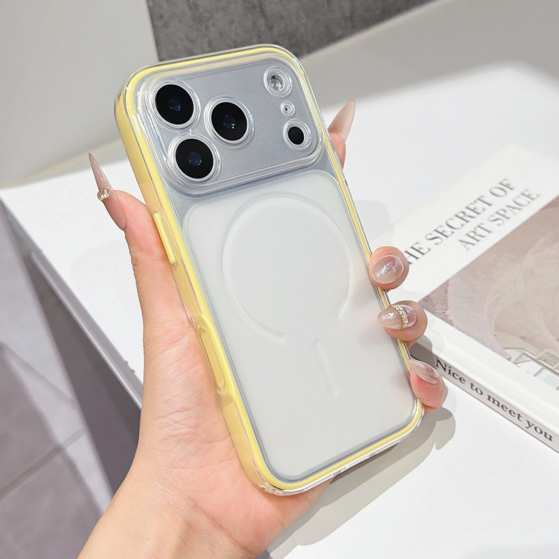 Capa Transparente Fosca 2 Em 1 À Prova De Choque Para Iphone 16
