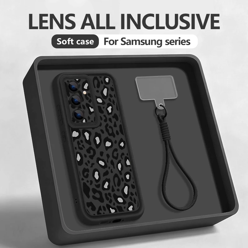 Capa Para Celular Galaxy S23 Fe Com Estampa De Leopardo (preta), Pulseira Macia.