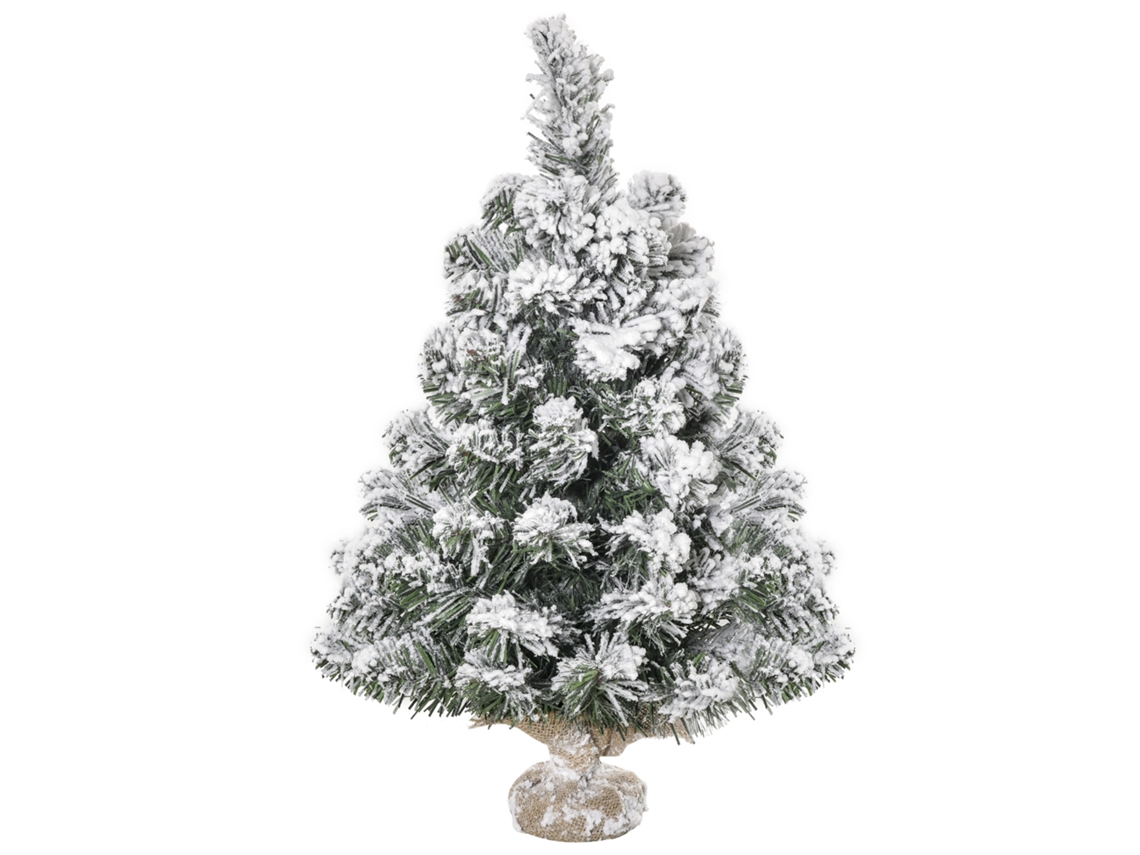 Árvore De Natal Mesa 60cm 67 Ramos Base Cimento Verde Branco