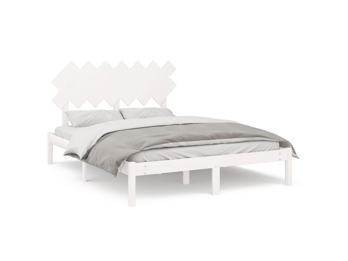 Estrutura de Cama 140x190 Cm Madeira Maciça Branco MAISON EXCLUSIVE
