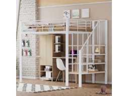 Cama Alta 140x200 Metal Estável Com Amplo Armazenamento