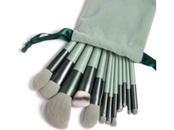 Conjunto 13 Escovas Maquilhagem Suaves Ciano com Bolsa Plush, para Blush/sombra/lábios/pó ZYBLSSBB