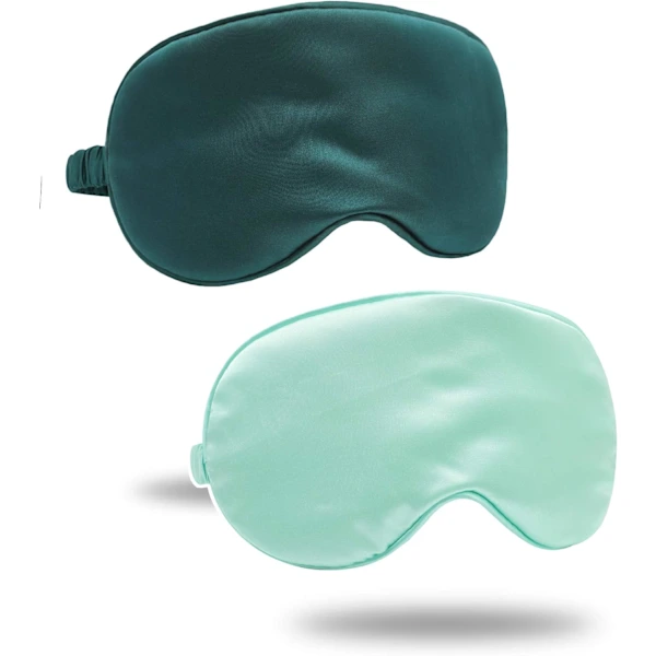 Conjunto de 2 Máscaras de Dormir em Imitação de Seda, Verde Escuro + Claro AQUAFORGE