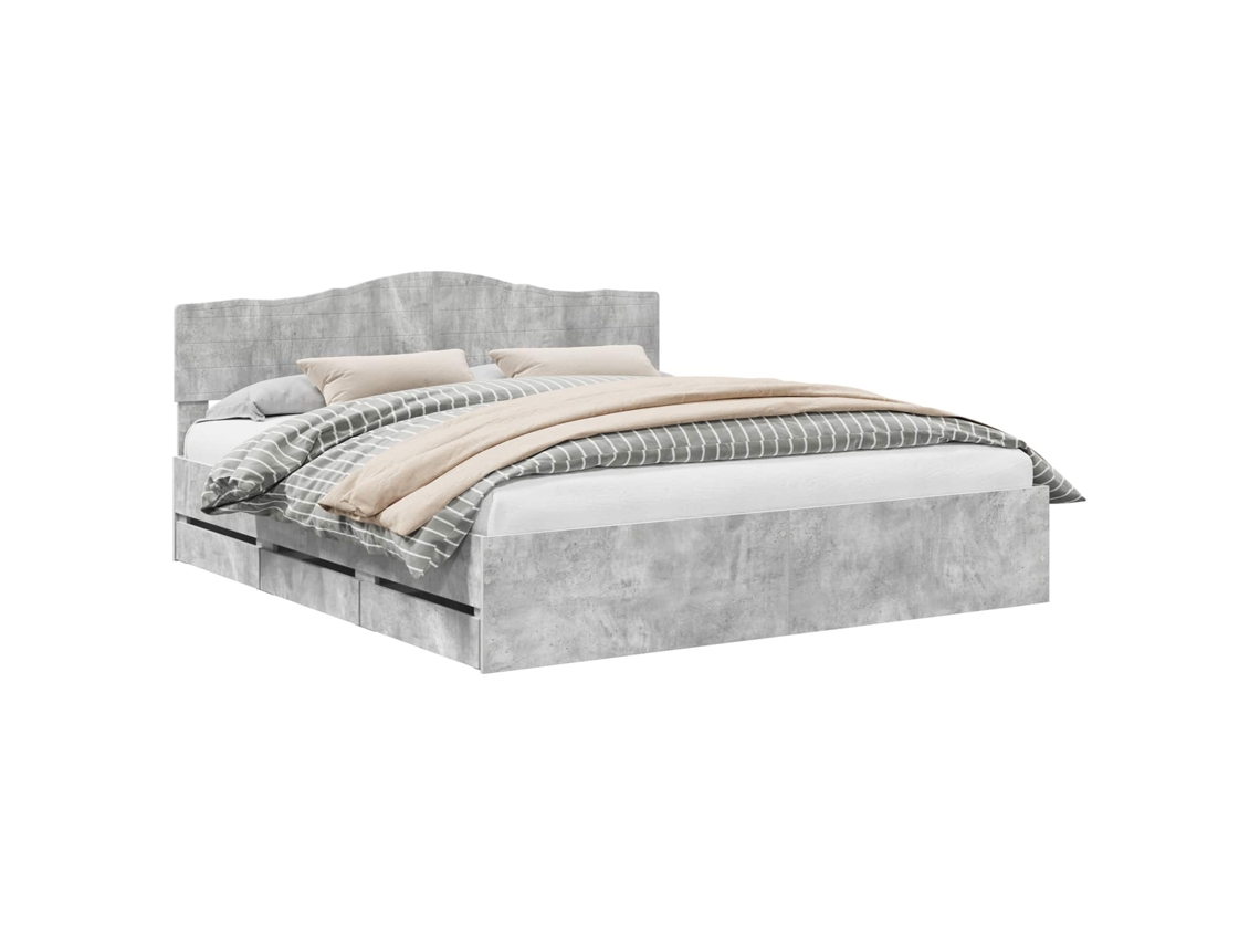 Estrutura de Cama Cinzento 180 X 200 cm Madeira de Engenharia