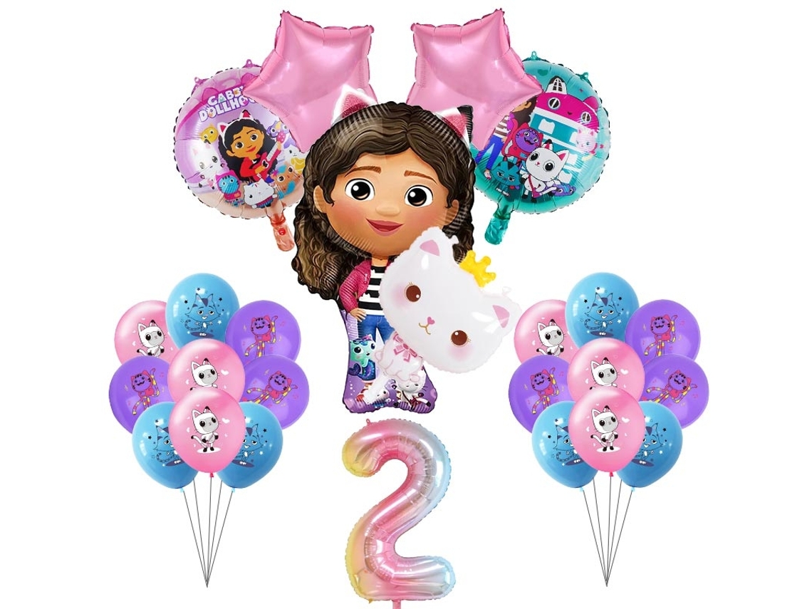 Nova Gabby Dollhouse Cats Decoração De Festa De Aniversário Balões Talheres Copos Prato Guardanapo Kit Decoração Meninas Lembrancinhas Suprimentos De