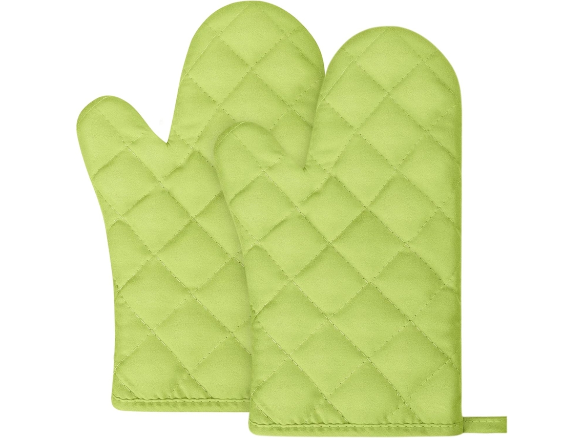 1 Par De Luvas - Algodão Antiderrapante - Laváveis - Até 180°c - Verde
