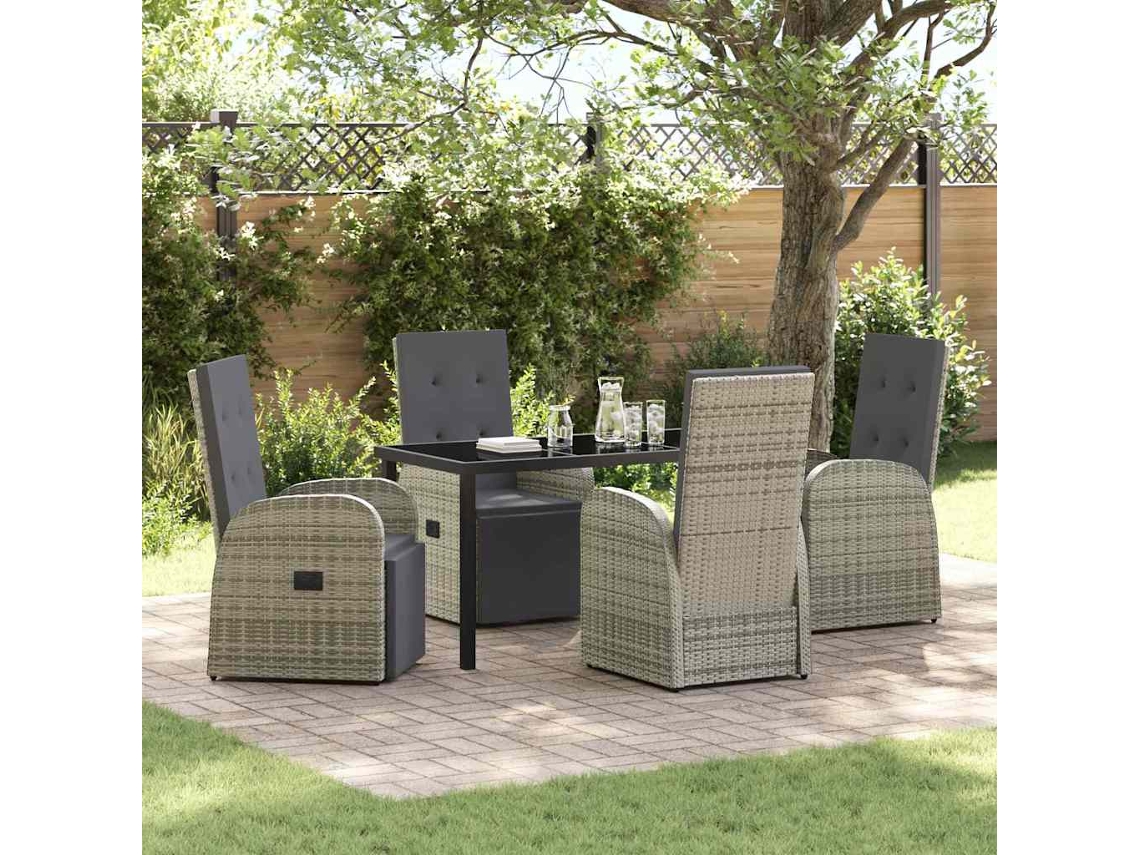 Vidaxl Conjunto De Jantar Para Jardim 5 Unid. Cinzeto Vime Pe