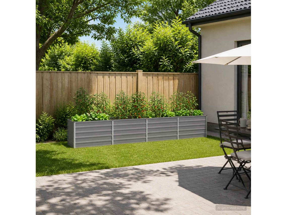 Vidaxl Cama De Jardim Elevada Cinzento 320 X 40 X 55 Cm
