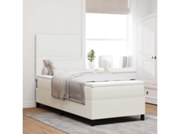 Vidaxl Cama Box Spring Led Com Cabeceira Creme E Branco 100 X 200 Cm