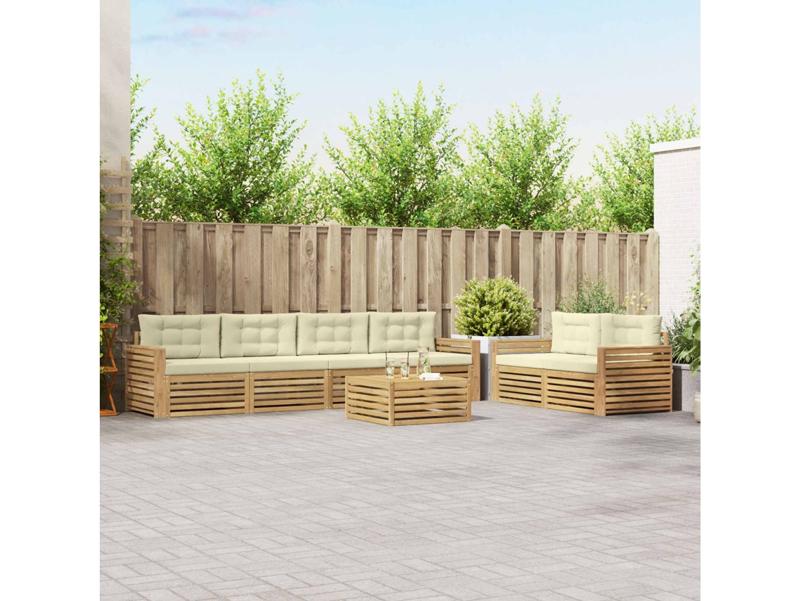 Vidaxl Conjunto De Sofás Para Exterior 7 Unid. Branco E Creme