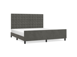 Estrutura De Cama Com Cabeceira Vidaxl Cinzeto Veludo (203x166x128 Cm)