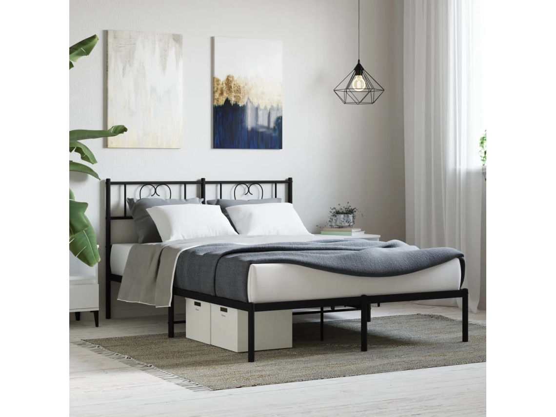 Estrutura De Cama Com Cabeceira 120x200 Cm Metal Preto