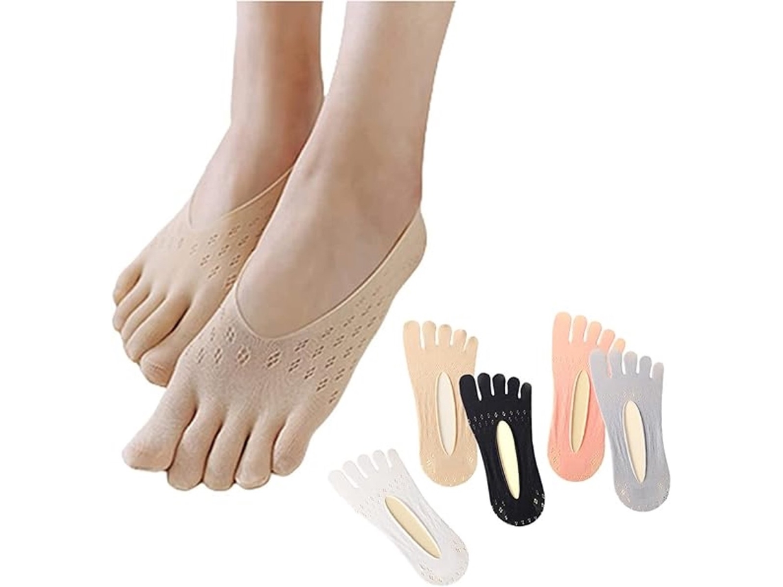 Meias com Dedos Separados, 5 Pares, Femininas, Confortáveis, Invisíveis, para Ioga, Corrida AQUAFORGE
