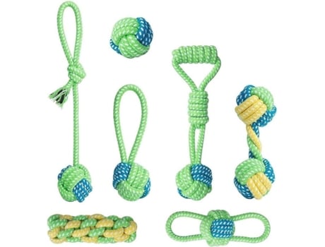 Conjunto de 7 Cordas para Cães ESTORE (Verde - Algodão - 20 x 25 cm)