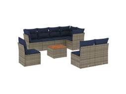 Conjunto de 9 Sofás P/ Jardim C/ Almofadões Vime Pe Cinzento MAISON EXCLUSIVE (9 pcs)