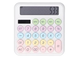 Calculadora Portátil Solar e com Bateria 12 Dígitos com Ecrã Lcd 5 Polegadas e Teclas Grandes Branco Lua