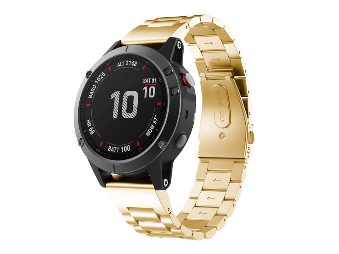 Bracelete para Garmin Fenix 8 / 7x / 6x / 5x metal com liberação rápida e três contas dourada XIAOMOYU (26mm)