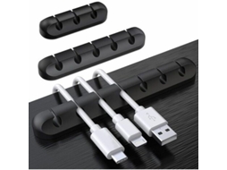 Organizador de cabos de mesa em silicone, 3 peças, suporte para USB, mouse, fones, com buracos | S/MARCA