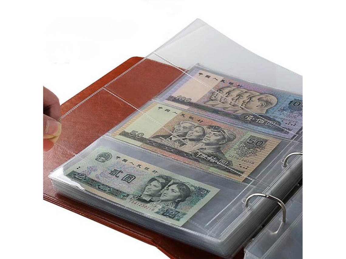Conjunto de 10 Páginas para Álbum de Dinheiro, Capas Protetoras para Colecionadores com 3 Bolsos, Transparentes BRILVIBERA